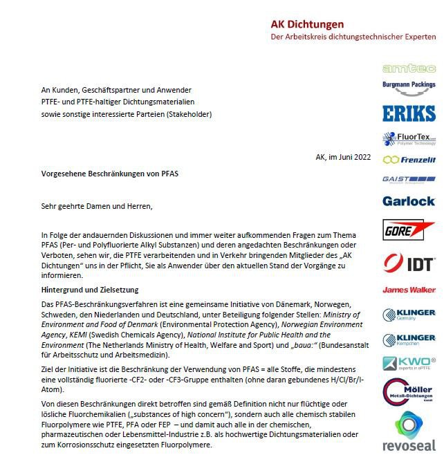 PFAS Statement des AK Dichtungen
